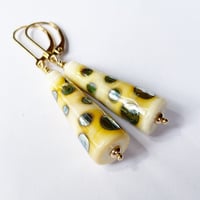 Image 1 of Ivory/Gold Lustre Cone Earrings
