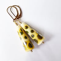 Image 2 of Ivory/Gold Lustre Cone Earrings