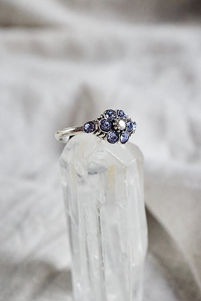 Image of BAGUE IZIA ARGENT MASSIF & LILAS