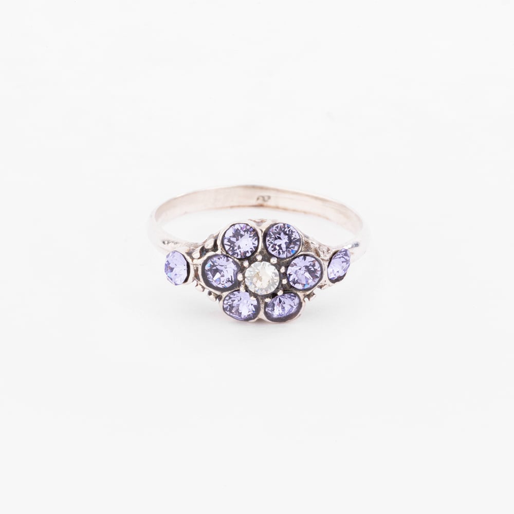 Image of BAGUE IZIA ARGENT MASSIF & LILAS