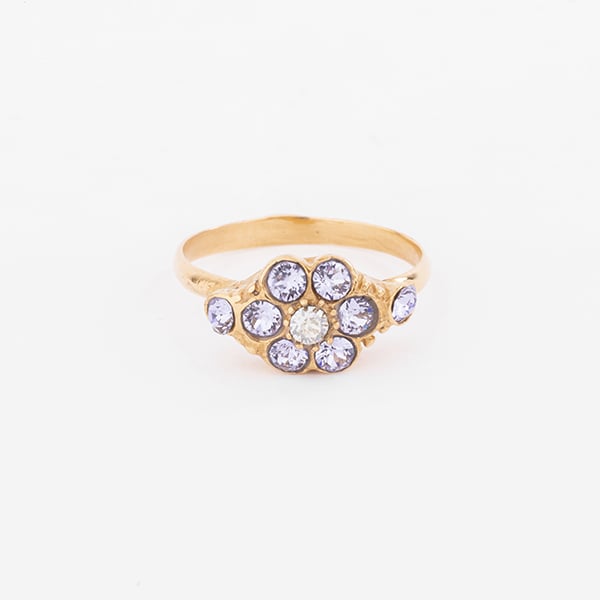 Image of BAGUE IZIA PLAQUÉE OR & LILAS