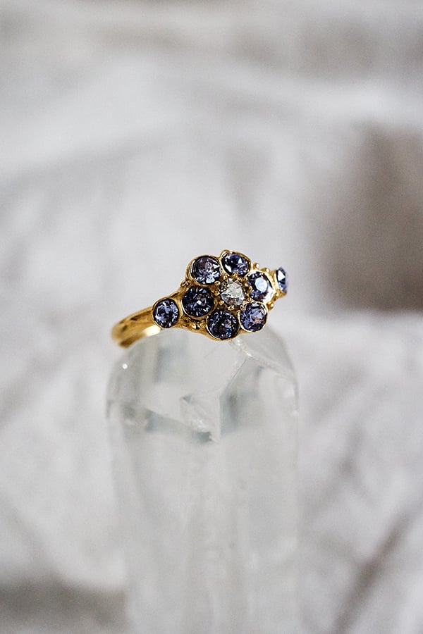 Image of BAGUE IZIA PLAQUÉE OR & LILAS
