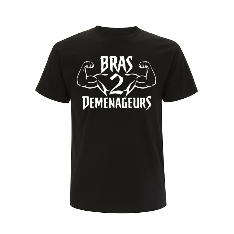 Image of TEE-SHIRT NOIR - BRAS 2 DEMENAGEUR LOGO BLANC