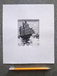 Image 1 of "Edo Haze", three block woodcut on white bamboo paper