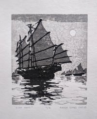 Image 2 of "Edo Haze", three block woodcut on white bamboo paper