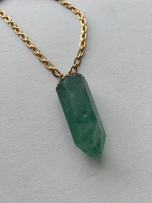 Image of BIG MAMA • Green Fluorite Large Crystal Necklace
