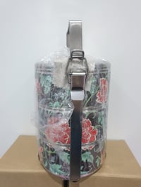 Image 2 of 3 tier tiffin carrier- Carnations design