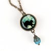 Moon Kitty Pendant Dangle Necklace