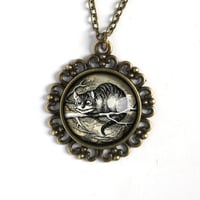 Image 1 of Cheshire Cat in Tree Pendant Necklace