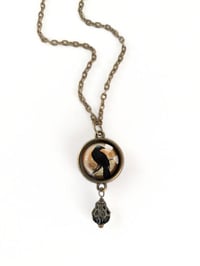 Image 1 of Crow and Moon Pendant Necklace