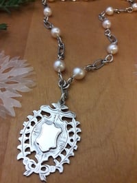 Image 2 of Pierced Fob with White Pearls 5EY