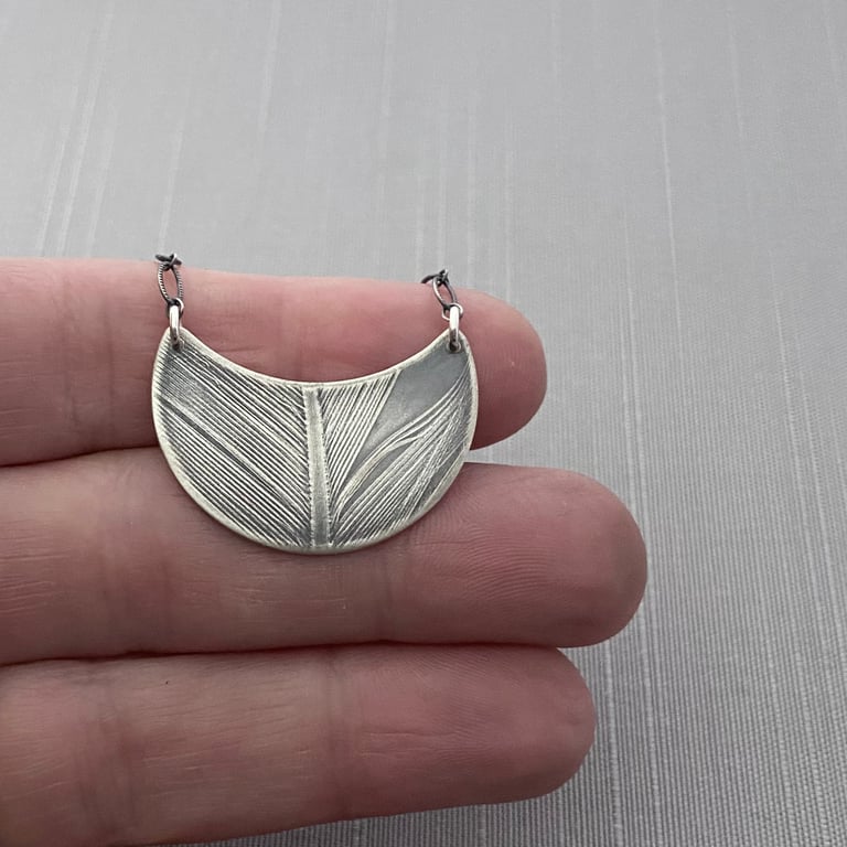Sterling Silver Crescent Feather Necklace Image 3