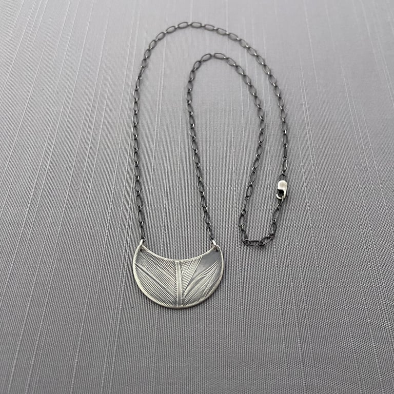 Sterling Silver Crescent Feather Necklace Image 4