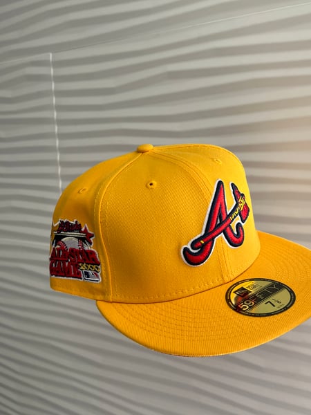 Image of Yellow Atlanta Braves Fitted Hat
