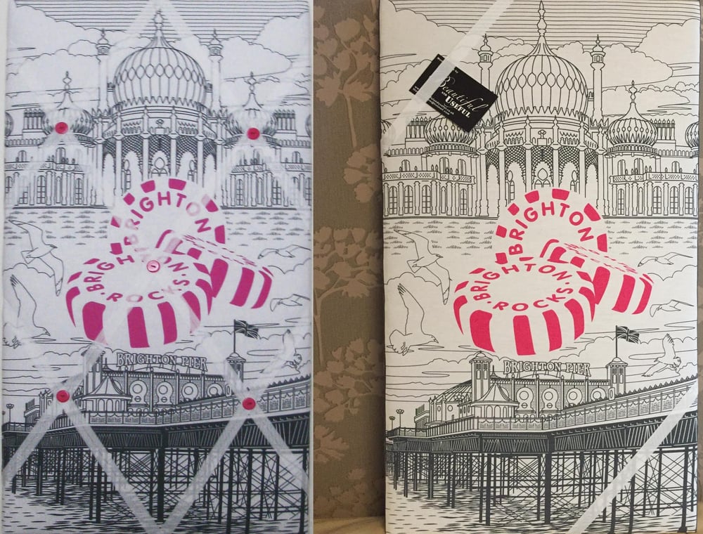 Image of 'Brighton Rocks' fabric covered Box-framed Memo/Pin Board