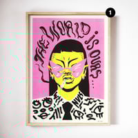 Image 1 of NEW | 1 OF 1 | HAND EMBELLISHED PRINT | THE WORLD IS OURS 001 : DOODLE EDITIONS