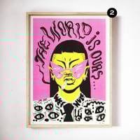 Image 2 of NEW | 1 OF 1 | HAND EMBELLISHED PRINT | THE WORLD IS OURS 001 : DOODLE EDITIONS