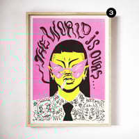 Image 3 of NEW | 1 OF 1 | HAND EMBELLISHED PRINT | THE WORLD IS OURS 001 : DOODLE EDITIONS