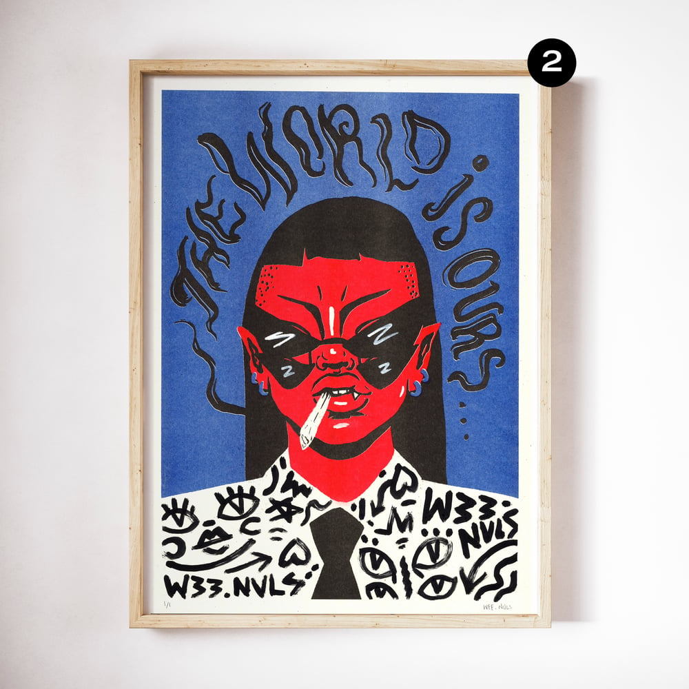 NEW | 1 OF 1 | HAND EMBELLISHED PRINT | THE WORLD IS OURS 002 : DOODLE EDITIONS