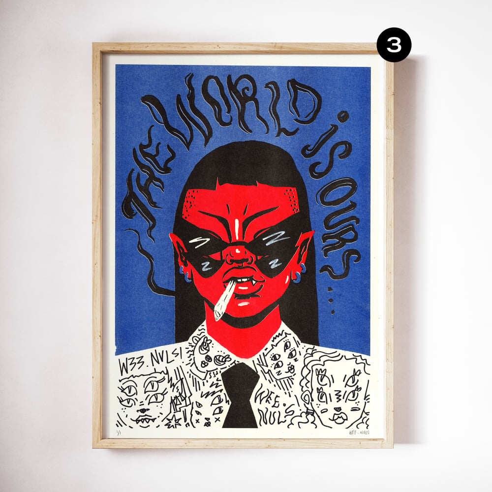 NEW | 1 OF 1 | HAND EMBELLISHED PRINT | THE WORLD IS OURS 002 : DOODLE EDITIONS