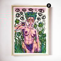 Image 2 of NEW | 1 OF 1 | HAND EMBELLISHED PRINT | 'EYEBALLIN' - MEGA EYE EDITIONS