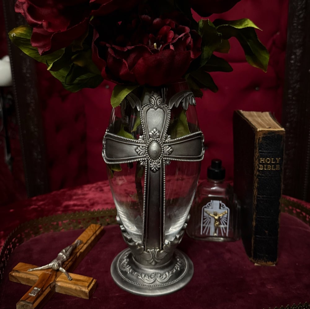 Image of Vintage Cross Funeral Church Vase