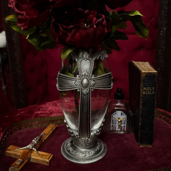 Image of Vintage Cross Funeral Church Vase