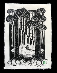  'In the woods' Green stamp