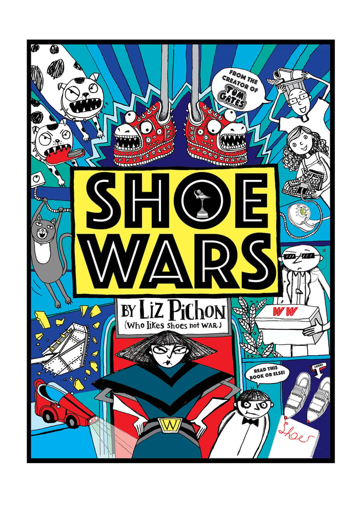 Image of "Shoe Wars" Book Cover Signed by Liz. A3 size with free b/w poster