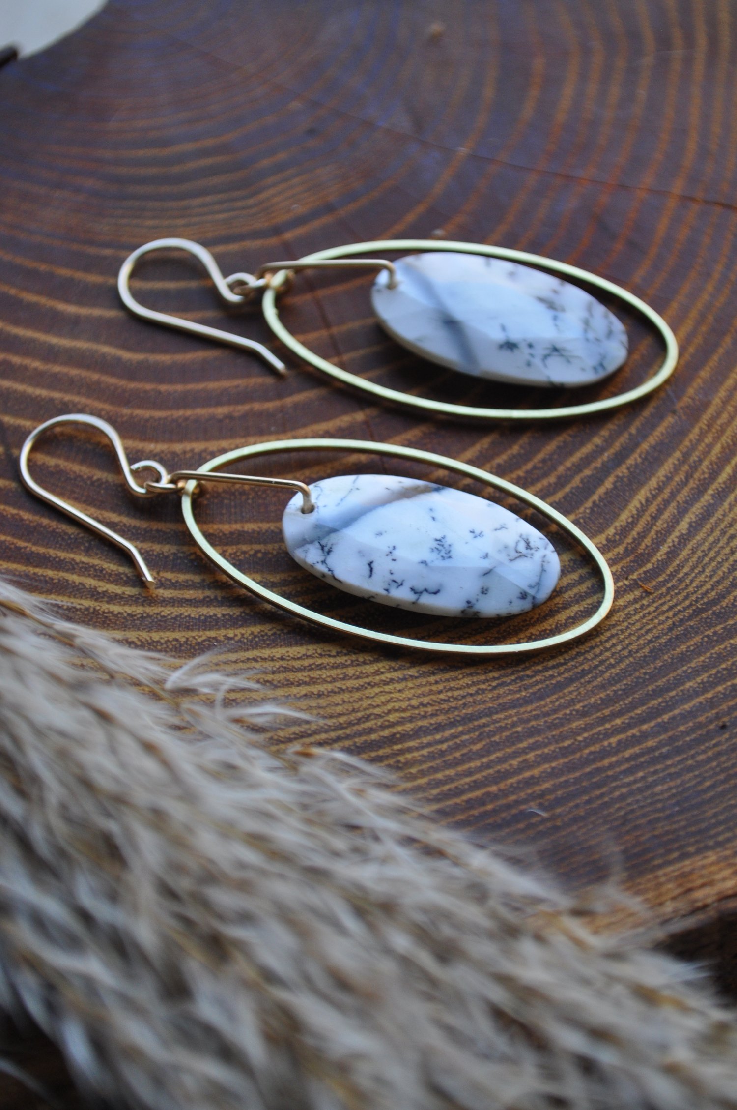 Image of OOAK Dendritic Opal Hoop Dangles