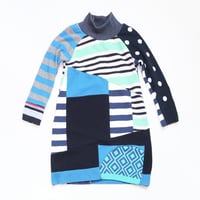 Image 1 of polka dot blues stripes patchwork 5T courtneycourtney bold mix sweater wow long sleeve dress