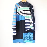 Image 2 of polka dot blues stripes patchwork 5T courtneycourtney bold mix sweater wow long sleeve dress