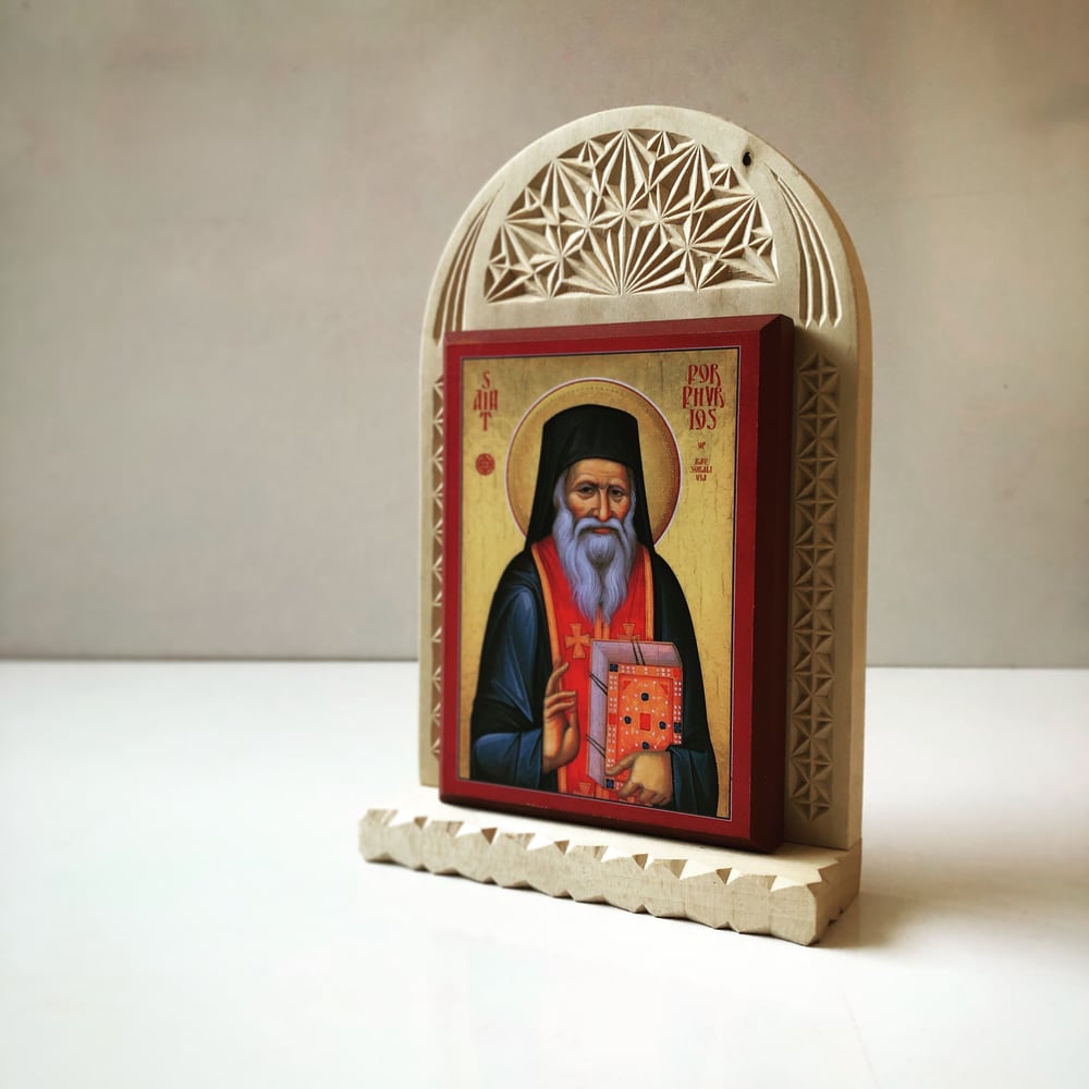 Image of hand carved icon stand