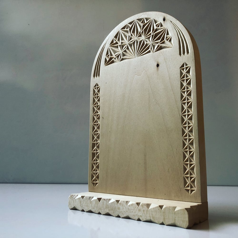 Image of hand carved icon stand