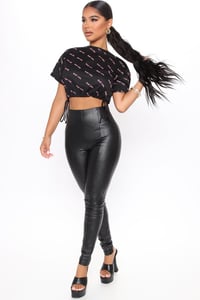 Image 1 of Black Faux Leather Pants