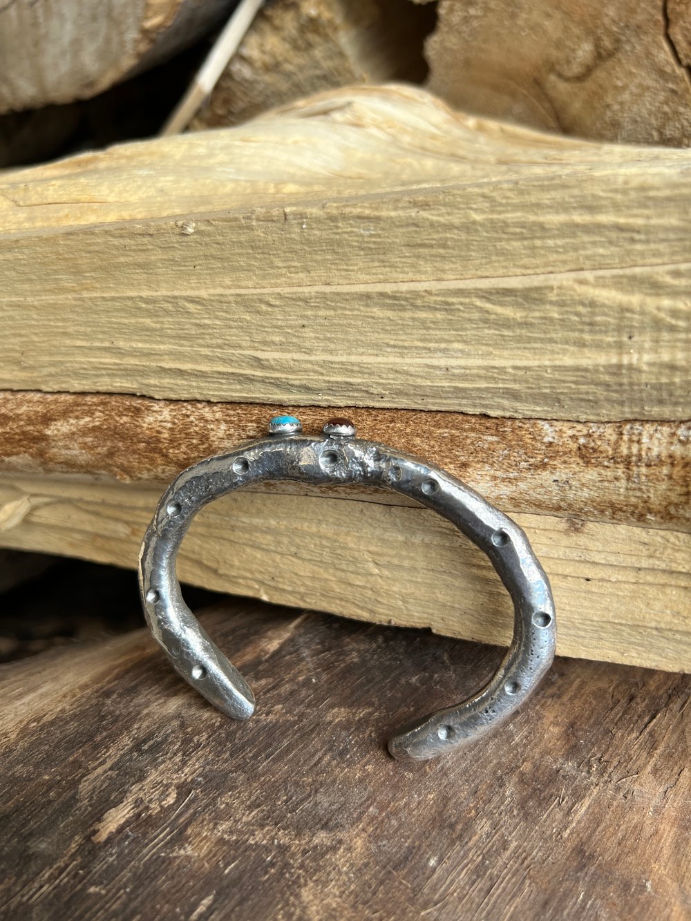Wood Cast Cuff with Carnelian & Kingman