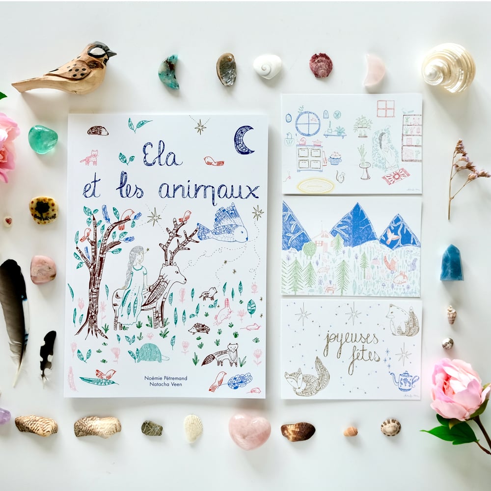Image of Livre *Ela et les animaux* & 3 cartes postales