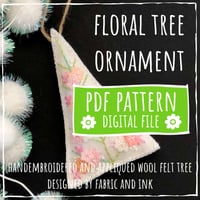 Image 1 of PDF pattern for hand embroidered and appliquéd felt tree ornament