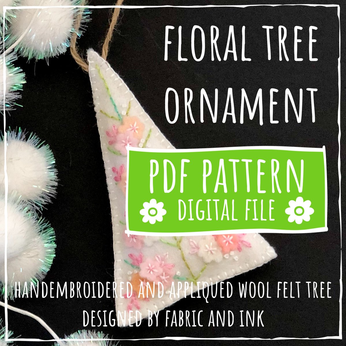 PDF pattern for hand embroidered and appliquéd felt tree ornament ...