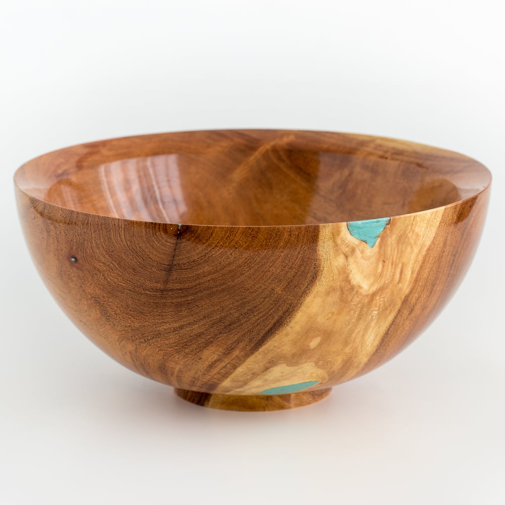 Image of Mesquite Bowl with Turquoise Powder Inlay