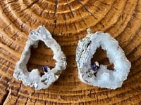 Image 2 of QUARTZ GEODE PENDANT WITH AMETHYST POINT- ELECTROPLATED