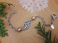 Image 2 of Filigree Link & Pearl Bracelet 4UJ