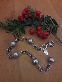 Image 1 of Sterling Chain Bracelet with Gray Pearls 1YE