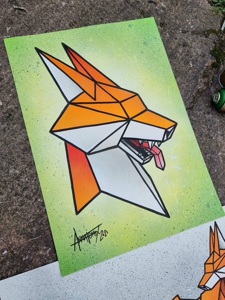 Image of Fox Head hand painted poster #1