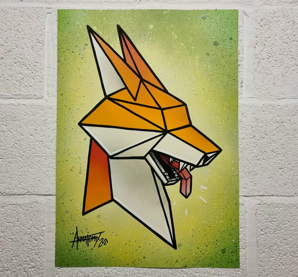 Image of Fox Head hand painted poster #1