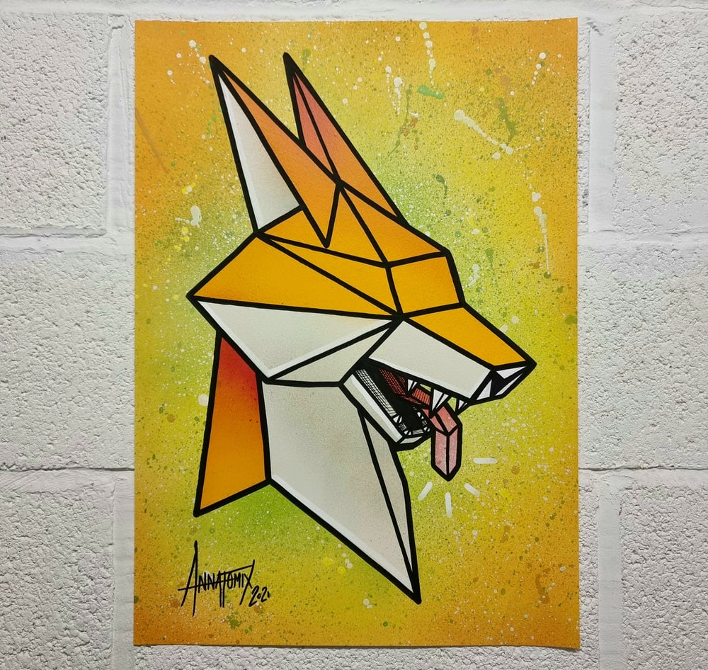 Image of Fox Head hand painted poster #2