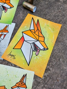 Image of Fox Head hand painted poster #2