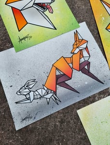 Image of Fox & Hare hand painted poster #1