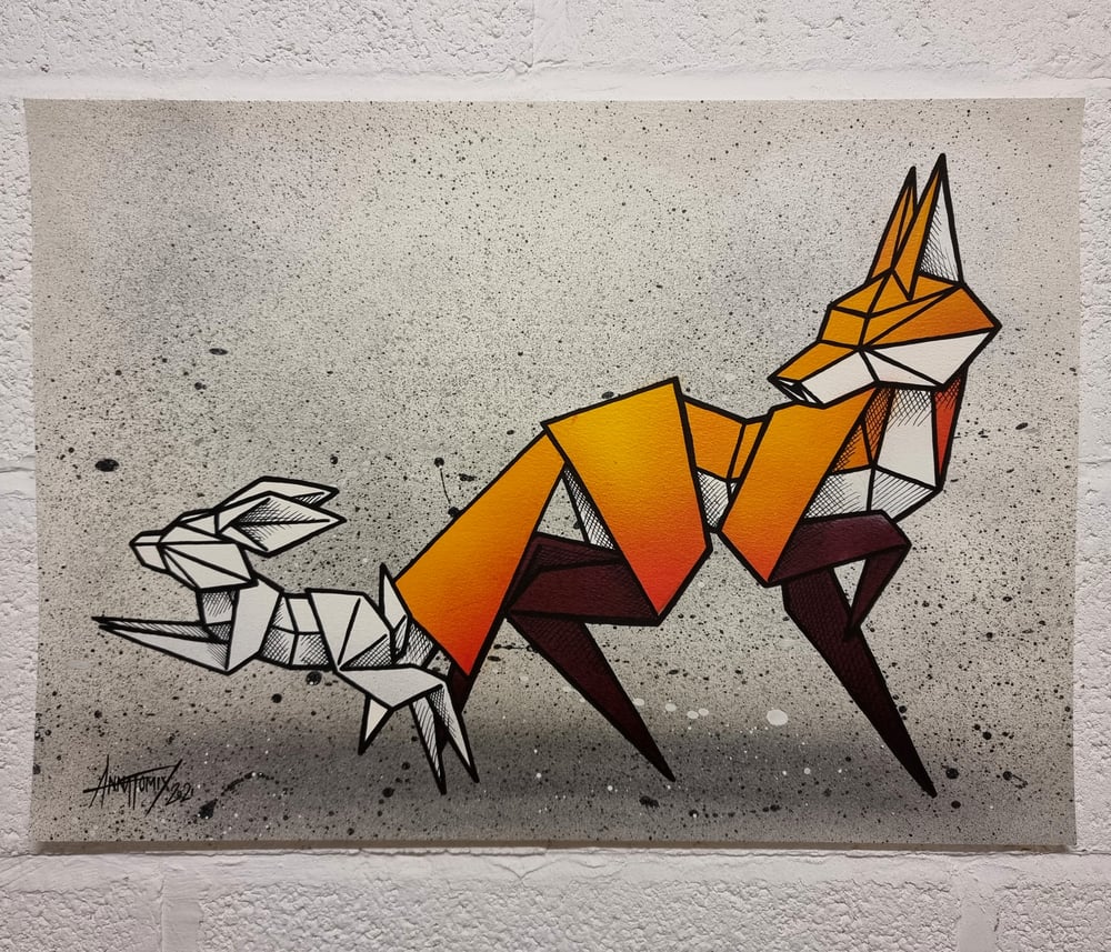 Image of Fox & Hare hand painted poster #1