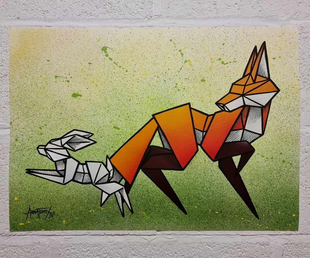 Image of Fox & Hare hand painted poster #2